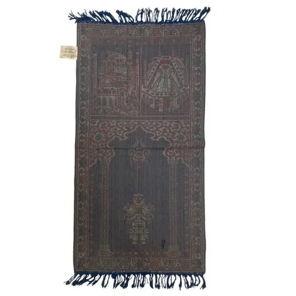 Arabian Muslim Islamic Temple Mosque Vintage Swan Velveteen Prayer Rug Tapestry - Picture 2 of 6